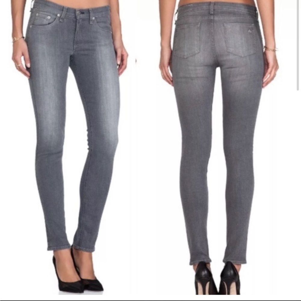 Rag & Bone Grey Skinny Jeans in distressed charcoal